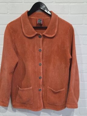 Dagoli Vintage Orange Button-Front Jacket with Pocket Detail